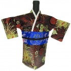 Kimono Wine Bottle Cover Japanese Woman Attire Blue Dark Red Longevity