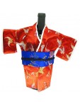 Kimono Wine Bottle Cover Japanese Woman Attire Blue Red Butterfly