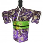 Kimono Wine Bottle Cover Japanese Woman Attire Green Violet Vine