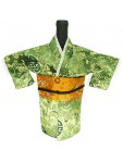 Kimono Wine Bottle Cover Japanese Woman Attire Orange Green Longevity