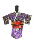 Kimono Wine Bottle Cover Japanese Woman Attire Red Violet Vine