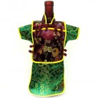 Men Kaisan Wine Bottle Cover Chinese Men Attire Burgundy Floral Green Fortune