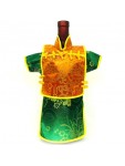 Men Kaisan Wine Bottle Cover Chinese Men Attire Orange Fortune Green Longevity