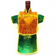 Men Kaisan Wine Bottle Cover Chinese Men Attire Orange Fortune Green Longevity