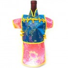Men Kaisan Wine Bottle Cover Chinese Men Attire Turquoise Floral Hot-Pink Longevity