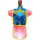 Men Kaisan Wine Bottle Cover Chinese Men Attire Turquoise Vine Hot-Pink Longevity
