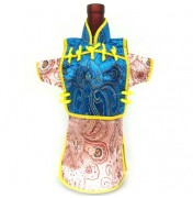 Men Kaisan Wine Bottle Cover Chinese Men Attire Turquoise Phoenix Pink Phoenix