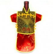 Men Kaisan Wine Bottle Cover Chinese Men Attire Golden Fortune Cloud Red Plum