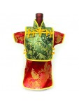 Men Kaisan Wine Bottle Cover Chinese Men Attire Green Longevity Red Floral