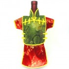 Men Kaisan Wine Bottle Cover Chinese Men Attire Green Longevity Red Plum