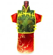 Men Kaisan Wine Bottle Cover Chinese Men Attire Green Peony Red Plum