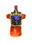 Men Kaisan Wine Bottle Cover Chinese Men Attire Lavender Floral Red Phoenix