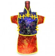 Men Kaisan Wine Bottle Cover Chinese Men Attire Lavender Floral Red Phoenix