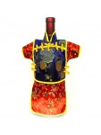Men Kaisan Wine Bottle Cover Chinese Men Attire Violet Peony Red Floral