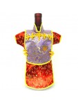 Men Kaisan Wine Bottle Cover Chinese Men Attire Lite Violet Fortune Cloud Red Floral