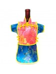 Men Kaisan Wine Bottle Cover Chinese Men Attire Hot-pink Longevity Turquoise Floral