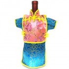 Men Kaisan Wine Bottle Cover Chinese Men Attire Pink Floral Turquoise Fortune