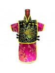 Men Kaisan Wine Bottle Cover Chinese Men Attire Black Fortune Cloud Violet Floral