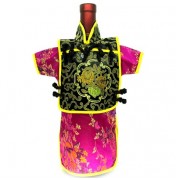Men Kaisan Wine Bottle Cover Chinese Men Attire Black Fortune Cloud Violet Floral