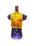 Men Kaisan Wine Bottle Cover Chinese Men Attire Orange Floral Violet Floral