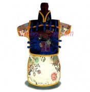 Men Kaisan Wine Bottle Cover Chinese Men Attire Blue Floral Yellow Floral