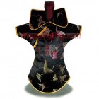 Kaisan Wine Bottle Cover Chinese Woman Attire Black Butterfly