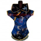 Kaisan Wine Bottle Cover Chinese Woman Attire Blue Butterfly