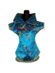 Kaisan Wine Bottle Cover Chinese Woman Attire Turquoise Floral