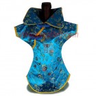 Kaisan Wine Bottle Cover Chinese Woman Attire Turquoise Floral