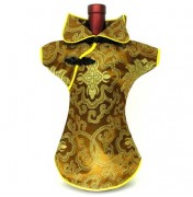 Kaisan Wine Bottle Cover Chinese Woman Attire Golden Fortune Cloud