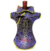 Kaisan Wine Bottle Cover Chinese Woman Attire Violet Fortune Cloud