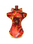 Kaisan Wine Bottle Cover Chinese Woman Attire Red Dragonfly