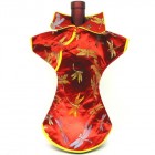 Kaisan Wine Bottle Cover Chinese Woman Attire Red Dragonfly