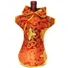 Kaisan Wine Bottle Cover Chinese Woman Attire Red Fortune Cloud