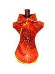 Kaisan Wine Bottle Cover Chinese Woman Attire Red Floral