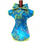 Kaisan Wine Bottle Cover Chinese Woman Attire Turquoise Wild Flower