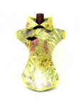 Kaisan Wine Bottle Cover Chinese Woman Attire Yellow Floral Black Button