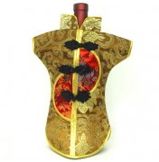 Kaisan-Moon Wine Bottle Cover Chinese Woman Attire Red Golden Fortune Cloud