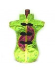 Kaisan-Moon Wine Bottle Cover Chinese Woman Attire Burgundy Light Green Floral 
