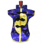 Kaisan-Moon Wine Bottle Cover Chinese Woman Attire Golden Lavender Floral