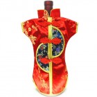 Kaisan-Moon Wine Bottle Cover Chinese Woman Attire Blue Red Plum