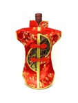 Kaisan-Moon Wine Bottle Cover Chinese Woman Attire Black Red Plum