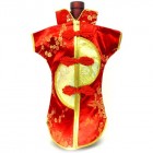 Kaisan-Moon Wine Bottle Cover Chinese Woman Attire Golden Red Plum