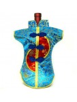 Kaisan-Moon Wine Bottle Cover Chinese Woman Attire Red Turquoise Fortune Cloud