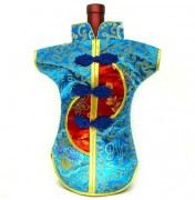 Kaisan-Moon Wine Bottle Cover Chinese Woman Attire Red Turquoise Fortune Cloud