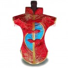 Kaisan-Moon Wine Bottle Cover Chinese Woman Attire Blue Red Phoenix
