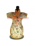 Qipao Wine Bottle Cover Chinese Woman Attire Yellow Vine