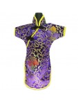 Qipao Wine Bottle Cover Chinese Woman Attire Lavender Fortune Cloud