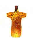 Qipao Wine Bottle Cover Chinese Woman Attire Tangerine Phoenix