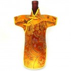 Qipao Wine Bottle Cover Chinese Woman Attire Tangerine Phoenix